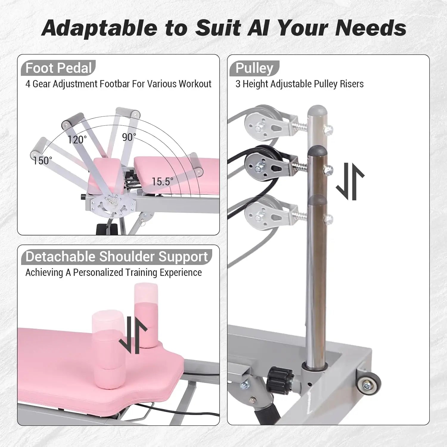 Foldable Reformer Pilates Machine, Compact Pilates Reformer Core Bed Equipment with Resistance Cords for Home Gym Workout