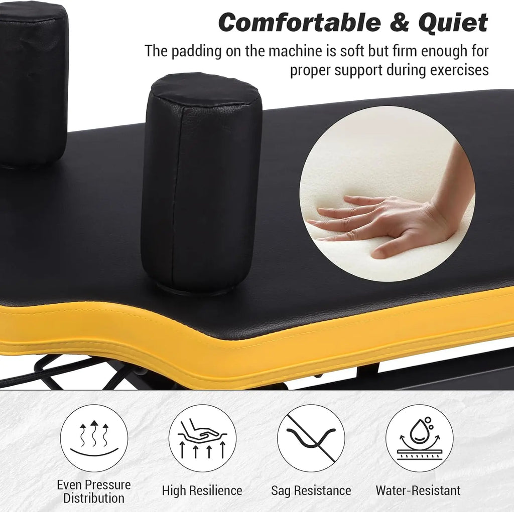 Foldable Reformer Pilates Machine, Compact Pilates Reformer Core Bed Equipment with Resistance Cords for Home Gym Workout